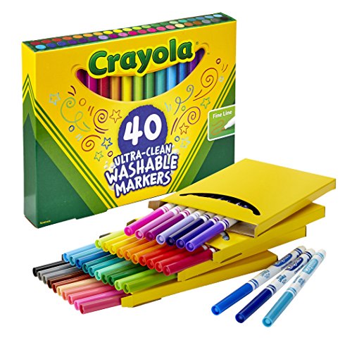Crayola Ultra Clean Washable Markers, Fine Line Marker Set, Gift for Kids, 40 Count