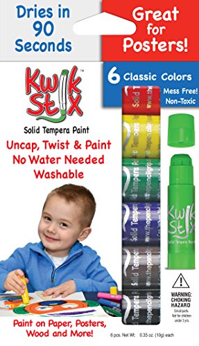 The Pencil Grip Kwik Stix Solid Tempera Paint, Super Quick Drying, 6 /Pack (TPG-601)