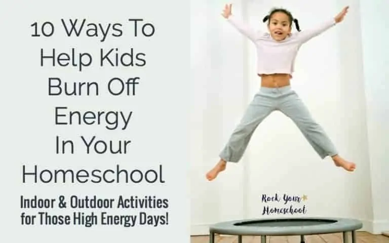 Here's help for those high energy days in your homeschool! 10 indoor and outdoor activities that will help your kids burn off that energy!