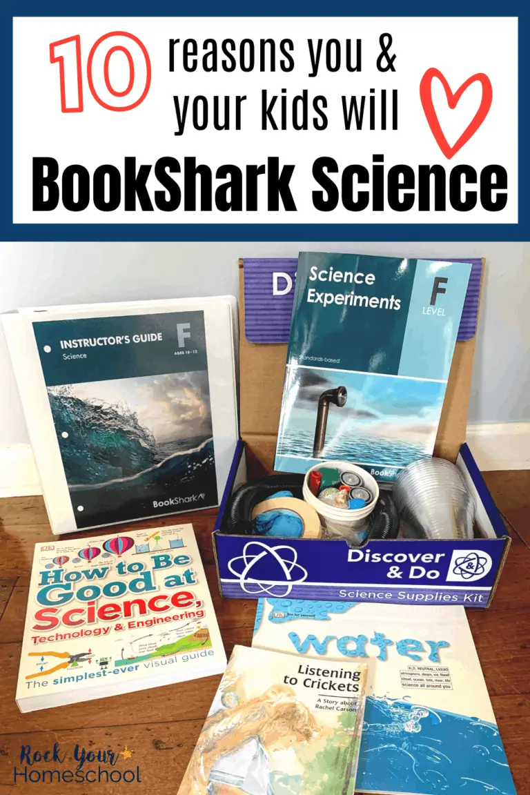 BookShark Science Level F package with Instructor's Guide, Discover & Do science supplies kit, and books to feature the 10 reasons you and your kids will love this literature-based approach to homeschool science