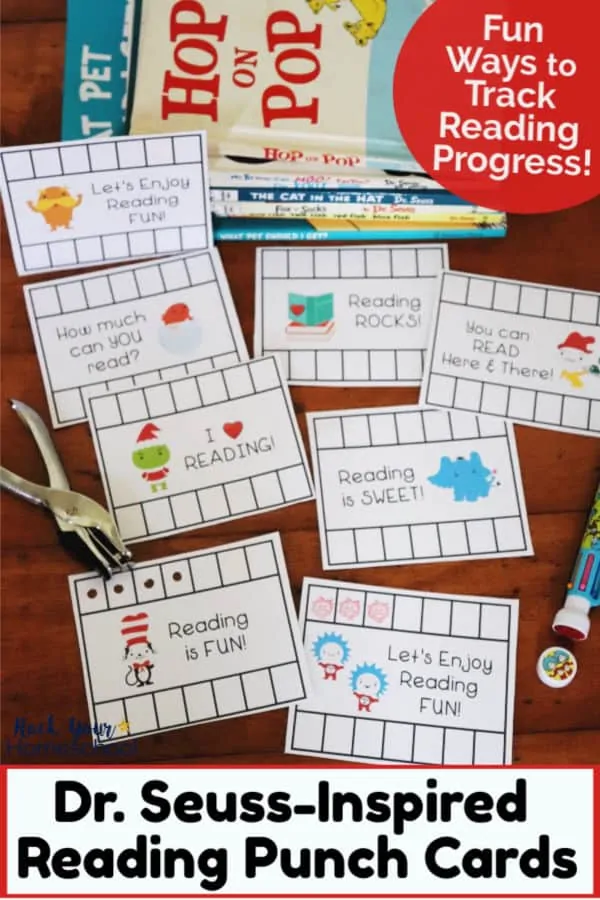 Dr. Seuss-Inspired Reading Punch Cards are great tools for helping kids get excited about reading