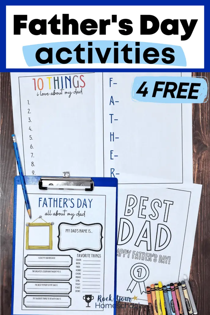 4 examples of free Father's Day printables for fun activities for kids