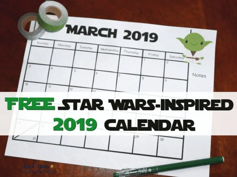This free printable Star Wars-Inspired 2019 Calendar with monthly pages is an awesome way to have fun planning your year.