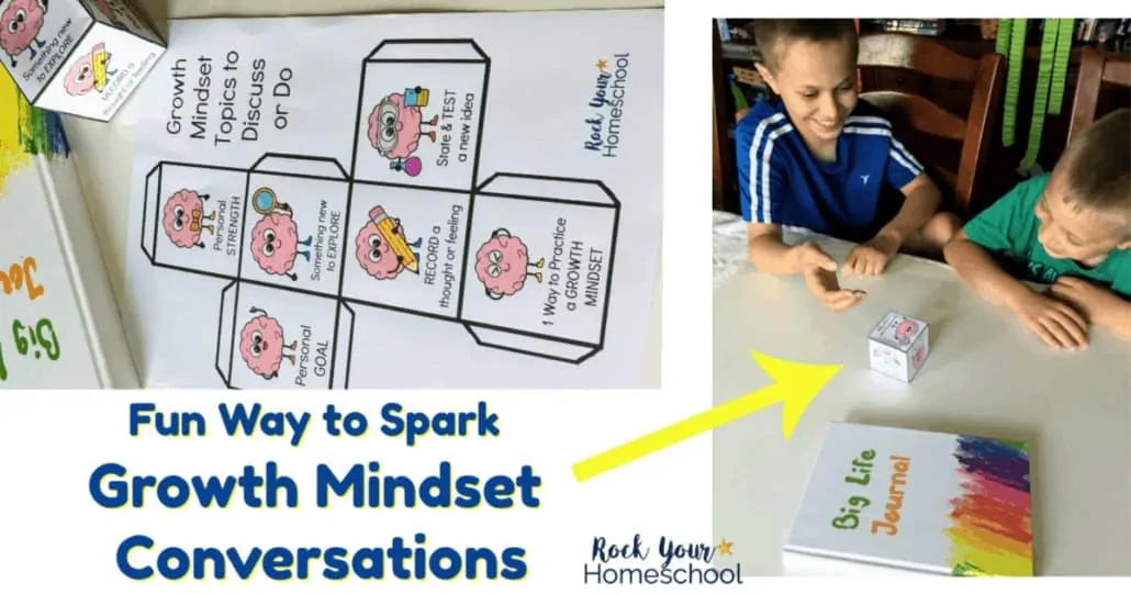 Get your kids excited about growth mindset lessons and discussions with this free printable Growth Mindset Topics Cube. Great for family, homeschool, and classroom activities!