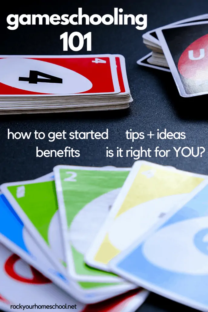 Deck of Uno cards to feature how you can use these gameschooling 101 tips and ideas to get started without spending a ton of money