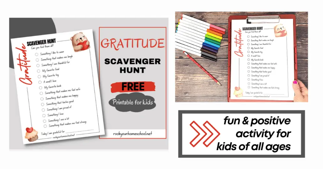 This free printable gratitude scavenger hunt is a fantastic way to enjoy a positive and fun activity for kids. Get creative ideas for enjoying!