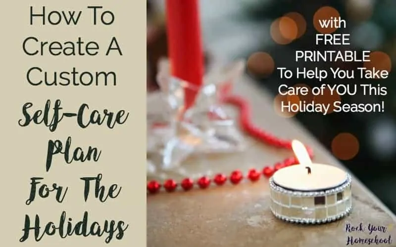 tealight candle with red beads and red candle with Christmas tree in background to feature how you can create a custom self-care plan for the holidays