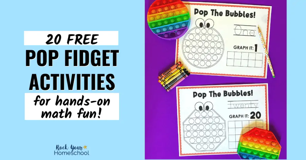 Make math time fun with bubble pop toys! This free printable pack of 20 pop fidget activities is perfect for hands-on math fun for kids.
