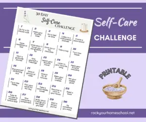 This 30 days of self-care challenge has ideas, inspiration, and free printable chart to help you get started and enjoy taking time for yourself.