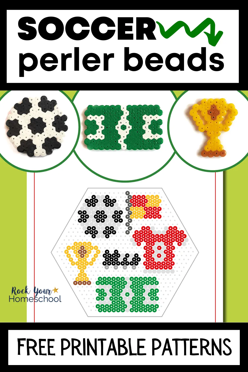 Soccer Perler Beads for Cool Craft Activity for Kids (Free Patterns)