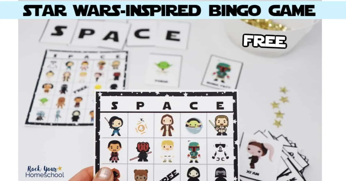 Have a blast with this free printable Star Wars-Inspired bingo game that's great for parties, class, homeschool, & family fun.