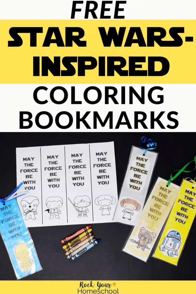 free printable Star Wars coloring bookmarks with crayons