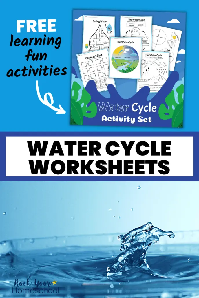 free printable water cycle worksheets pack cover with water droplet